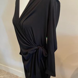 Anne Klein Faux-Wrap Dress. Black. Size L. Brand new!